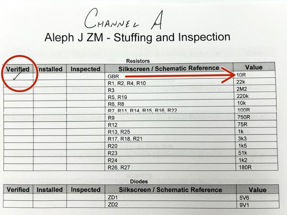 Photo 4 - Validate that the part notation and value match the schematic and cross the part(s) off the schematic.