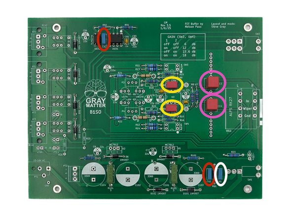 The kit contains 4 different values for of film capacitors. They should be easy to separate and install properly. Ensure they are installed in the correct places.