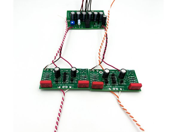 Solder the power wiring for the Front End Boards to the Relay/Filter board.