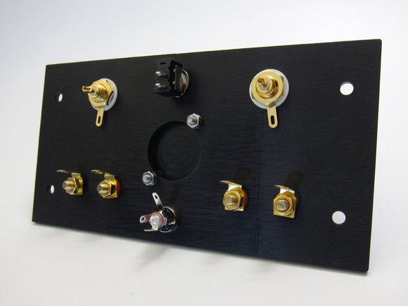 This photo shown the proper configuration of the jacks and switch. Red inboard, black outboard, switch alignment where up will be on.