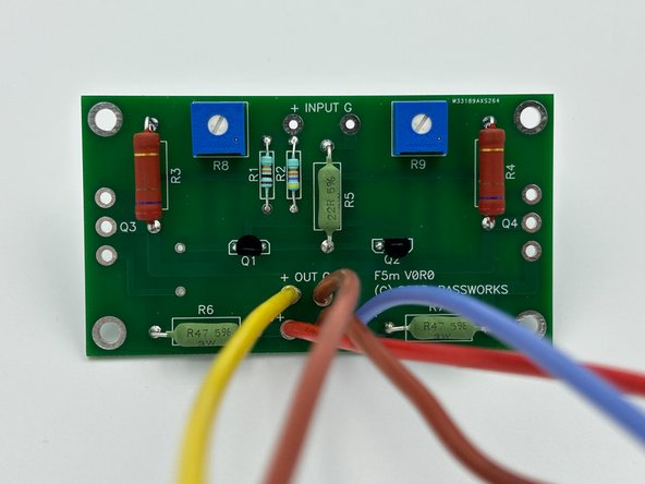 Cut your wires roughly to length and solder them to the amp PCBs.  Err on the side of caution for wire length, and remember the wires will be twisted.  Wire stretchers do not work well.