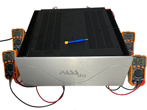 The goal of this step is to set the final bias and offset.  Final bias setting should be 460mV +- 10mV.  The offset should be nulled to 0mV +- 5mV.  This needs to take place at thermal equilibrium.  It typically takes me at least 2 hours using 2 DMMs per channel.  YMMV.