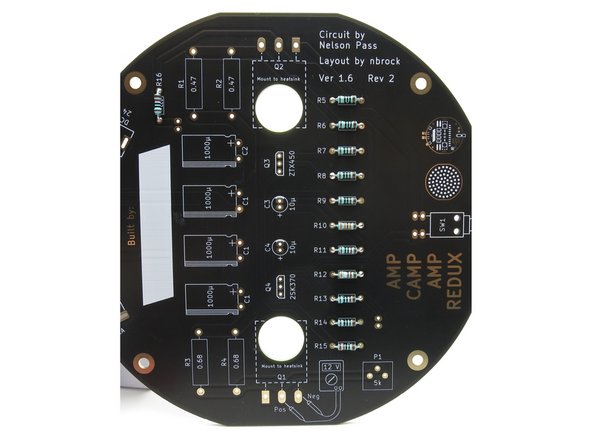 A photo of all the small resistors stuffed on the PCB.