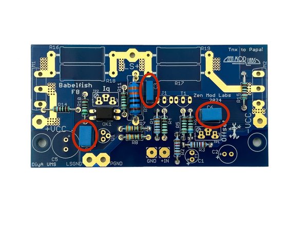 There are two values of film capacitors. They should be very simple to sort by size and quantity.