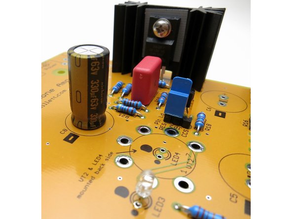 Solder the pins. Repeat for other set of jumper pins.