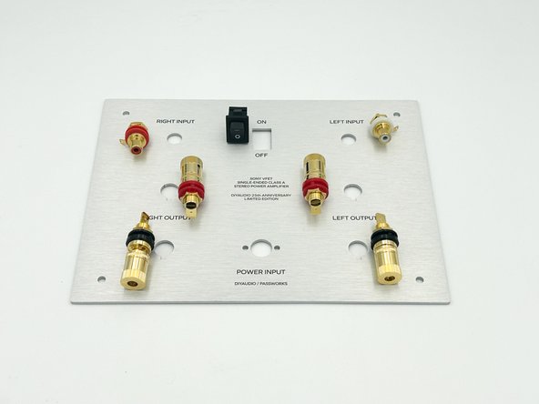 Photo 1 - Back Panel, input jacks, power switch, and binding posts.