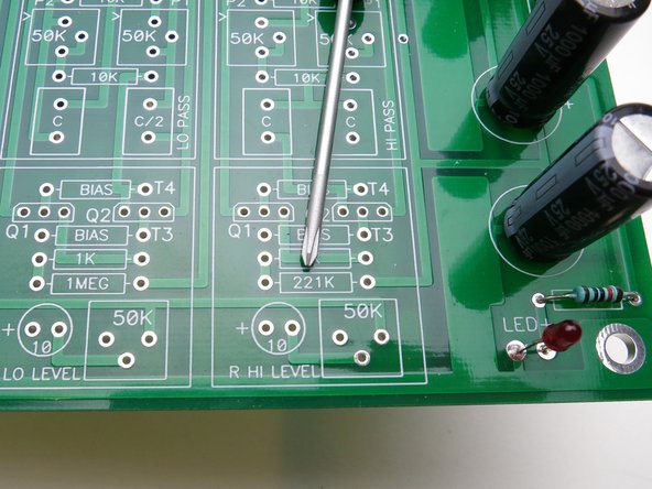The pink bag with the Jfets includes resistors for those specific transistors - they are all matched to one another. Use these resistors in the pads marked &quot;bias&quot;.
