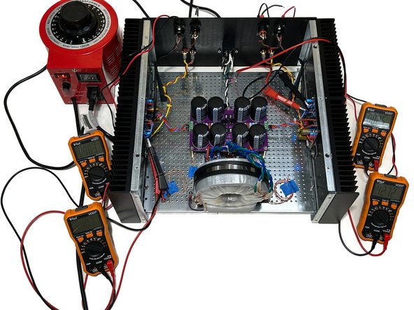 Connect the other amplifier PCB to your PSU.  Triple check the wiring.  Yes, again.  It's way too easy to hook up the DC supplies in reverse.