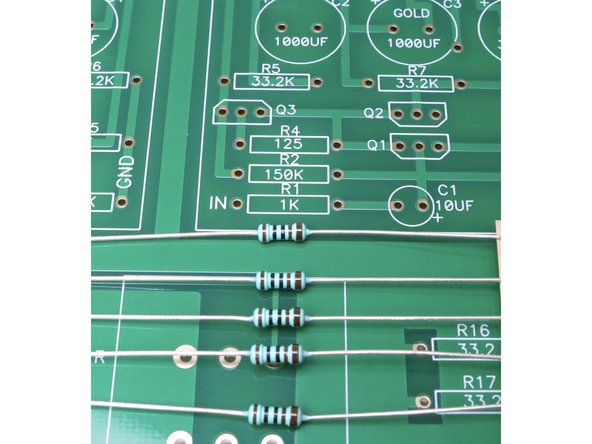 Stuff resistors with the slightly thicker brown band to the right.
