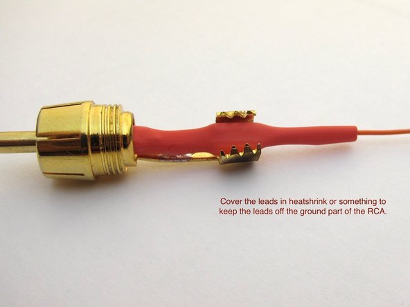 Use some heatshrink or something similar to keep the leads from touching the ground part of the RCA.