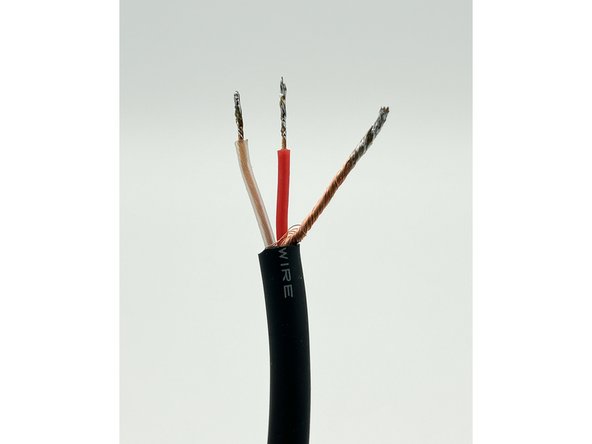 Cut the Mogami signal wire into 3 pieces.  There is a little extra wire, but not much.  Measure twice, cut once.  Label the wires.  It is easy to mix them up before soldering.