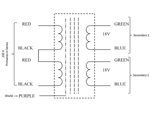 Image 1 - Primary windings in parallel when used for 115 VAC mains voltage.