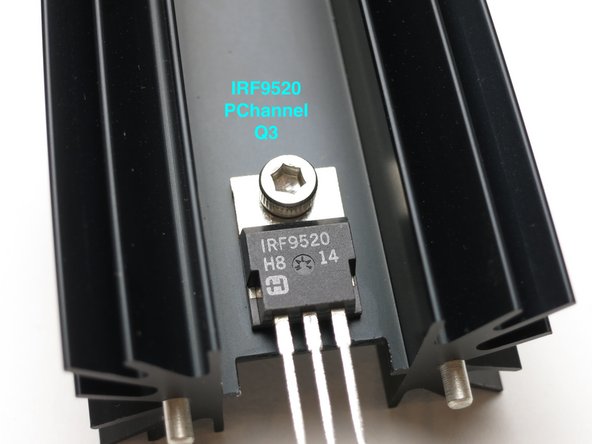 IRF520 on the front of the board.(power switch end)