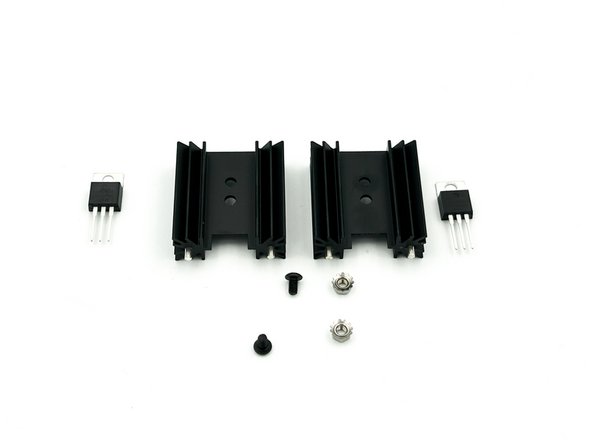 2X Heatsinks, 2X 5mm Cap Head Screws, 2X K-Nuts, and the thermal paste are required for this step.