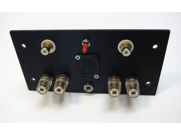 This photo shown the proper configuration of the jacks and switch. Red inboard, black outboard, switch alignment where up will be on.