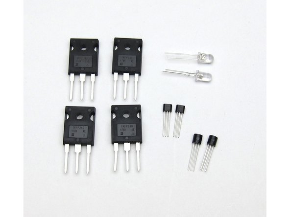 The transistors and LEDs.