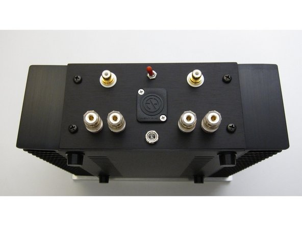 Third image: This photo shows some small errors - Please place the Red speaker posts inboard of the black and rotate the switch 90deg so the terminals are on the bottom and center. Later photos will show why.