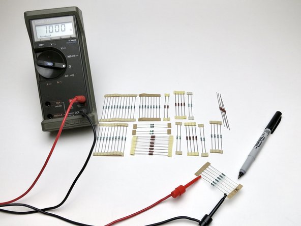 Photo 2 - Measure and label everything.  Measure EVERY RESISTOR before placing in the board