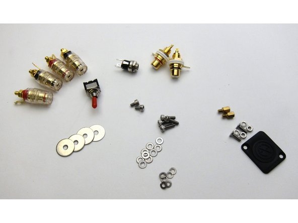 Third image: Speaker binding post hardware