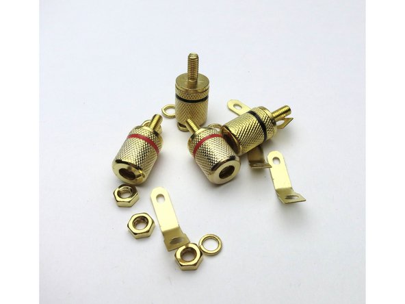 Photo 2 - Speaker jacks. The nuts, washers, and solder terminals will not be used.