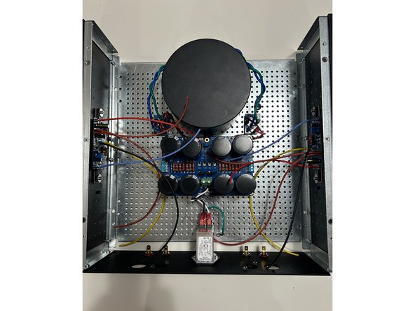 Everyone develops their own build sequence and chooses whether they will use terminations or direct solder their wiring. For this guide, bootlace ferrules and Euroblocks were used for the PSU connections. Female blade connectors were used for the binding posts. The inputs were direct soldered.
