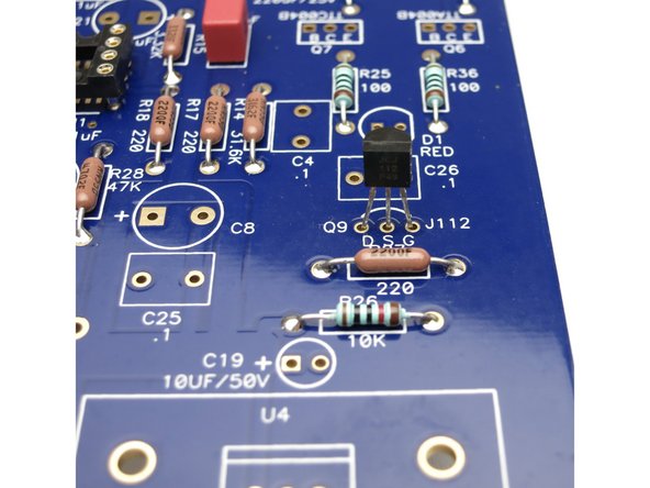Confirm each semiconductor against the build document and the &quot;Transistor Identification&quot; steps above.