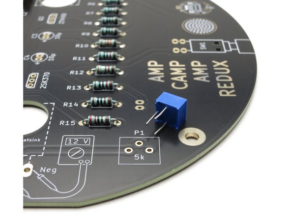 Potentiometer is keyed and cannot be inserted backwards. Install and solder at this time.