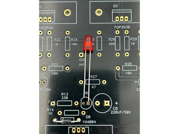 Photo 1 - The Anode (Positive, Long Leg) of the LEDs is installed with the square pad.