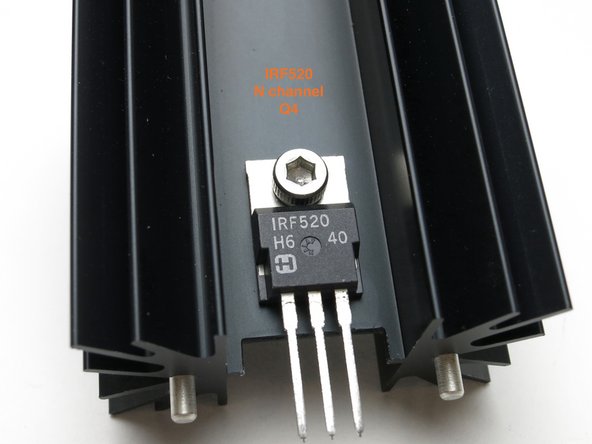 IRF9520 towards the back of the PCB. (wiring end)