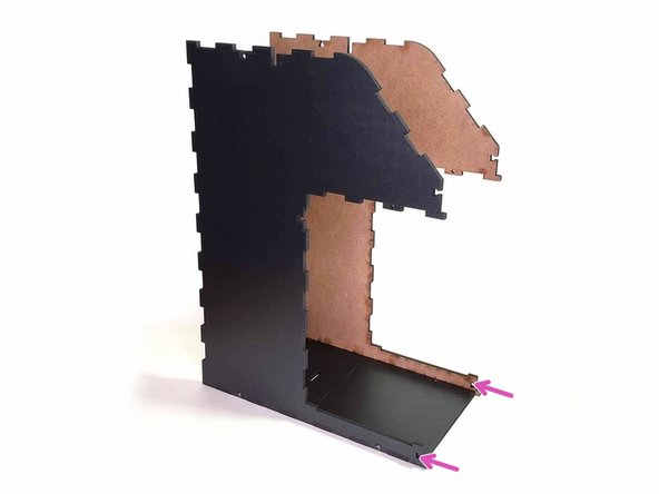 Take the left side panel and the right side panel and insert the two M3 nuts.