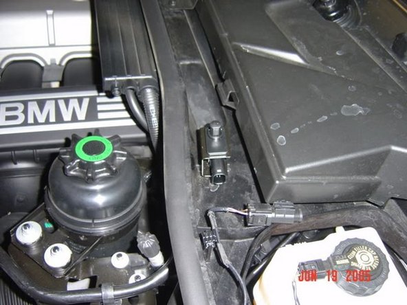 Now, mount the hood switch into the bracket (it basically drops in) and connect the wiring harness to the switch. You must remove the &quot;plug&quot; that is in the connector first. In the pic, the plug is not yet removed.