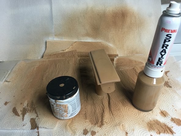 Mix the Latex paint 3 parts paint : 2 parts water inside the Preval Sprayer