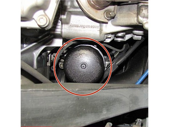 Use 14 Flute Oil Filter Cap Removal tool to loosen Plastic Filter Cap