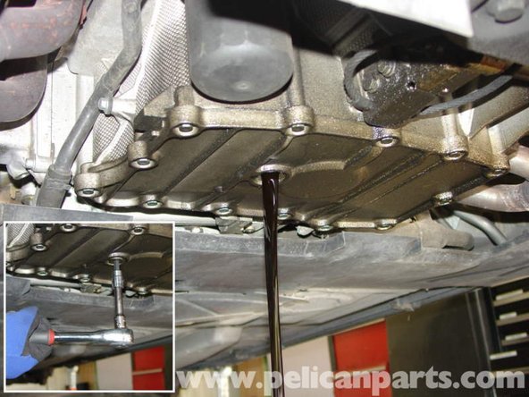 Using 8mm Hex Socket, remove drain plug