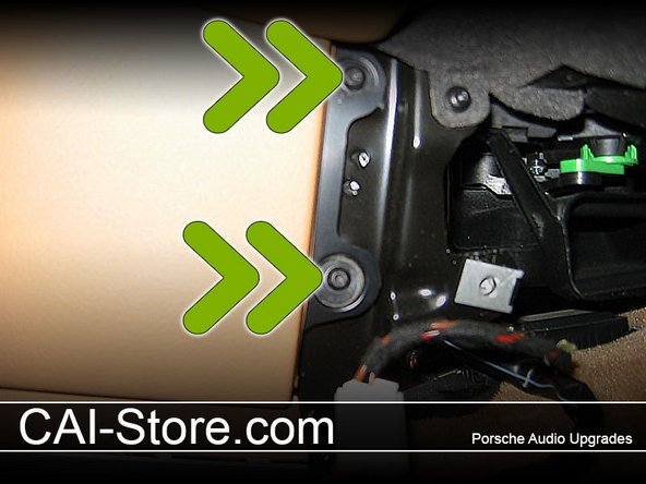 Remove the two Torx screws at the rear of each panel. Passenger side shown below.