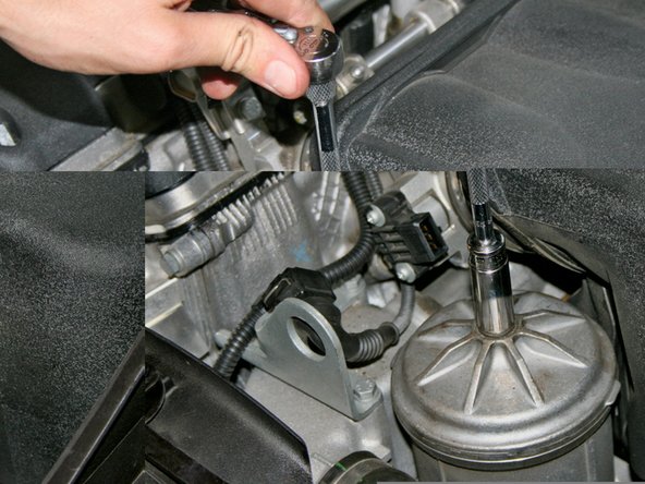 Place the cap back on the oil filter housing, and torque the bolt down to 24 ft lbs.