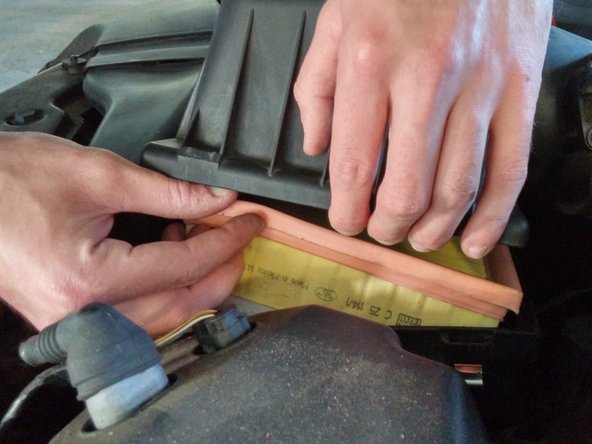 Attempt to hold the new filter by the orange gasket only; avoid touching the actual filter part as much as possible.