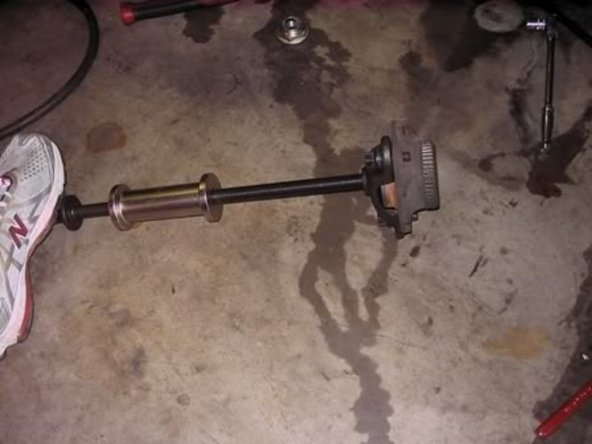 One nice whack with the slide hammer and you should get off the hub and bearing which might just leave the inner race and you will also see this view of the spindle.