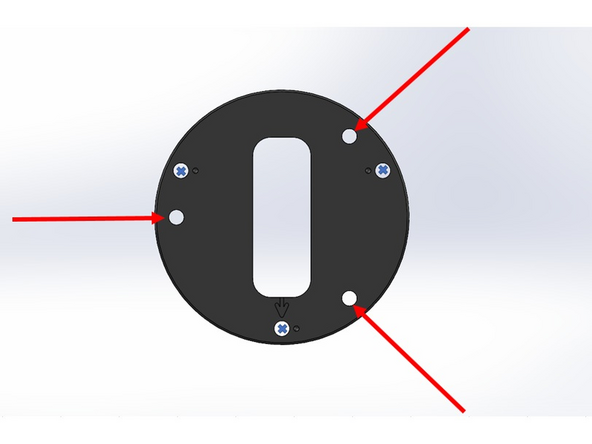 For the fixation  of the top plate to the vehicule, use the 3 holes indicated by a red arrow as shown in the picture.