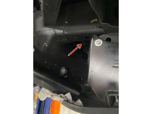 For installation of reservoir brackets, locate the hole in the frame and install the u-nuts provided with the bracket. (Right side shown)