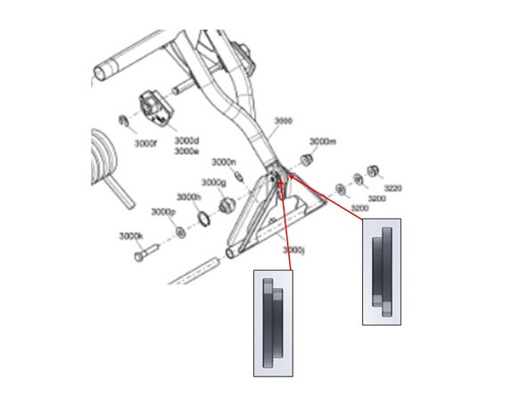 Install the provided t-motion delete  bushing between rear arm assembly and the pivot arm.