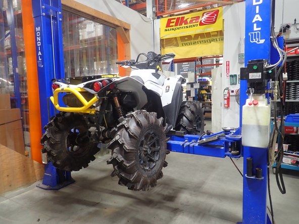 Lift the vehicle using a jack or stand so that the wheels are off the ground. Refer to your vehicle's owner manual for specific instructions on how to remove the stock shocks. Keep your original bolts to re-use when installing your new Elka shocks.