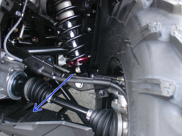 On Stage 2, Stage 4 and Stage 5 models, the lower shock eyelets should be installed with the rebound adjuster oriented towards the front of the vehicle as shown by the blue Arrow on the photo ( left side shown ). If needed, you can turn the lower eyelet to orient properly.