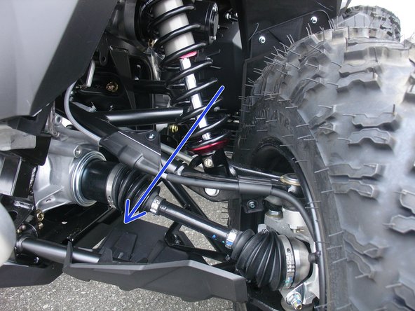 On Stage 2, Stage 4 and Stage 5 models, the lower shock eyelets should be installed with the rebound adjuster oriented towards the front of the vehicle as shown by the blue Arrow on the photo ( left side shown ). If needed, you can turn the lower eyelet to orient properly.