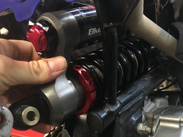 Install the elka shock with the eyelet at the top and the head at the bottom.