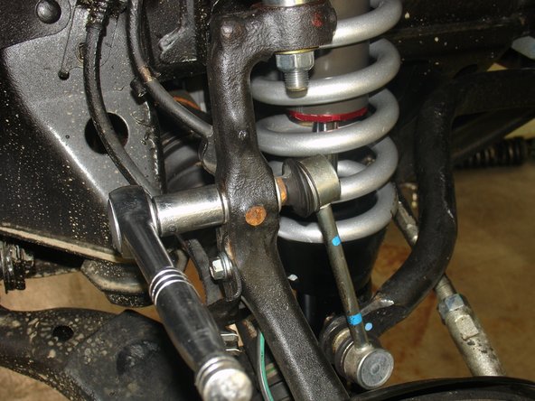 Install the sway bar supports with the short supplied bolts into the new Elka reservoir bracket.