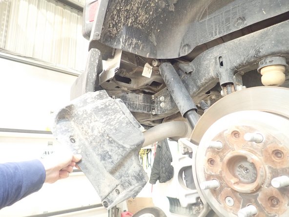 Remove rear plastic protectors to have access to upper shock bolt.