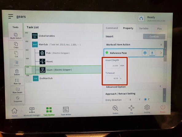 The Insert Depth is very important. when is set too high or too low collisions will be an issue and the inserting force and compliance control will not work properly.