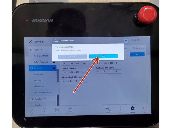 Click  OK  on the Control Authority Request Response windows in the PC