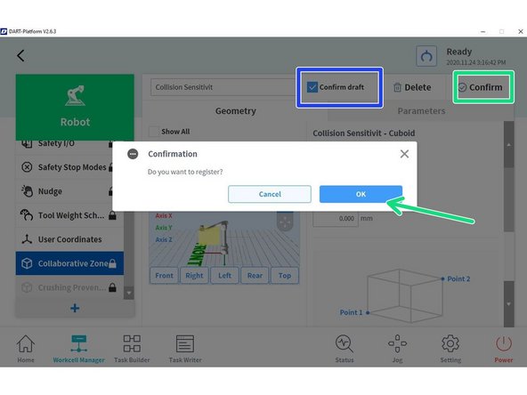 Confirm the settings
